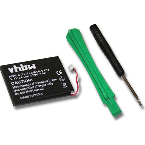 vhbw Battery compatible with Apple iPod Photo 30GB M9829LL/A, 30GB M9829TA/A MP3-Player Music Player (1200 mAh, 3.7 V, Li-Ion)