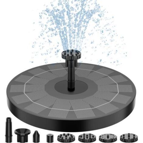 Solar Bird Bath Fountain Pump 2.5W, Solar Bird Bath Fountain Pump with 8 Nozzles, 6.7" Solar Powered Water Fountain Pump for Garden, Ponds, Swimming Pool (1/5)