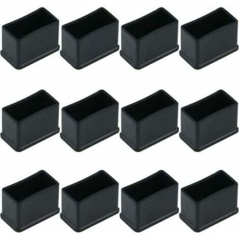 Lot de 12 Embouts de Protection Rectangulaires en Feutre de Caoutchouc pour Pieds de Table ou de Chaise - Noir, 15 x 30 mm.-INHHUB (1/5)