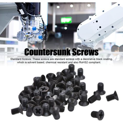 Kit de 50 vis à tête fraisée cruciformes DIN 965 – Galvanisées noires – M3x5 – Résistantes à la corrosion – Pour électronique, modélisme et réparations diverses (1/4)
