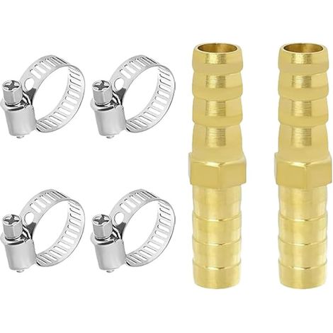 Lot de 4 Raccords Tuyau 16mm Laiton Massif Acier Inoxydable Poli 8mm (1/5)