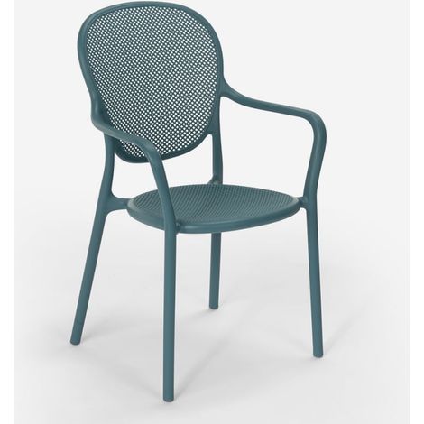 Silla de comedor moderna para bar, restaurante y cocina al aire libre en polipropileno Clara - Azul Marino
