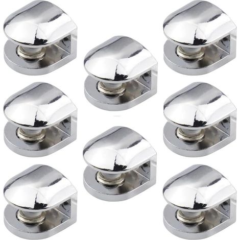 8 Pièces Support Étagère Verre, Pince À Verre Réglable, Accroche Miroir Mural Fixation Miroir Pince sous Verre pour 6-8mm Verre Miroir Étagères (1/5)