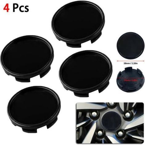 4pcs Capuchons de moyeu de roue 58mm Couvercle universel jante pneu (1/4)