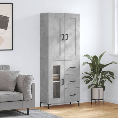 vidaXL Aparador alto madera contrachapada gris hormigón 69,5x34x180 cm (1/5)