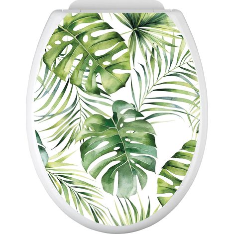 Stickers Abattant WC - Feuilles - 35x43 cm - Adhésif BRILLANT (1/2)
