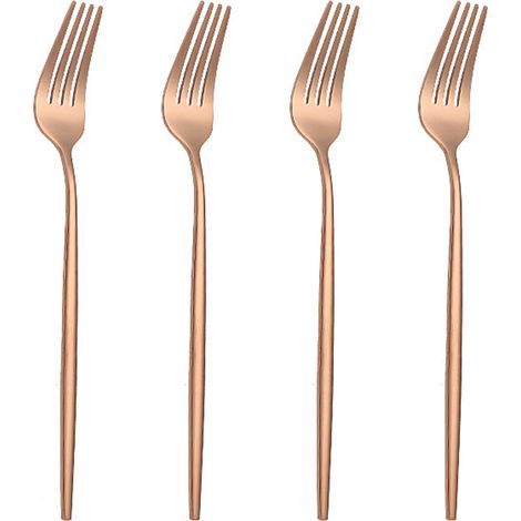 Couverts Occidentaux En Acier Inoxydable - 4 Pièces - Fourchette Cuillère Couteau - Design Monobloc Arrondi - Lavable En Lave-vaisselle (1/5)