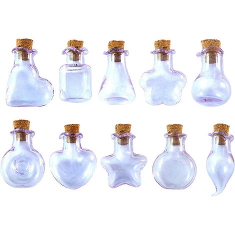 Lot de 10 pendentifs en forme de flacons de verre, breloques médaillon, mini flacons à vœux en verre, décoration à suspendre soi-même-Purple (1/5)