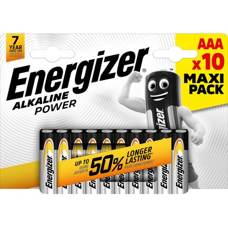 Alkaline Power Pilas Alcalinas AAA 1,5V Pack 10 Unidades Hasta 7 Años de Conservación Energía para Dispositivos de Uso Diario
