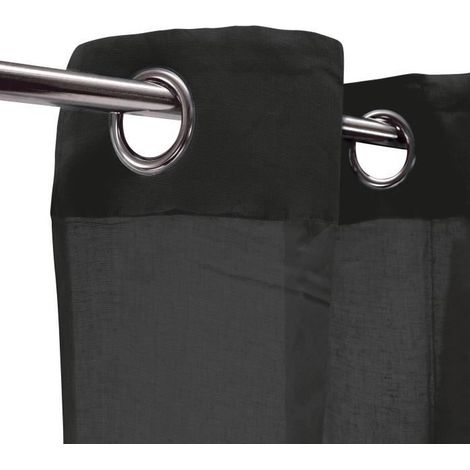 COTONNADE - Voilage à œillets 100% coton noir 105x250 (1/4)