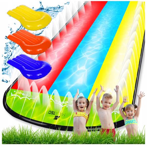 TOBOG脕N TRIPLE DE AGUA 475x202cm CON FUENTE + 3 TABLAS DE PVC PARA JARD脥N
