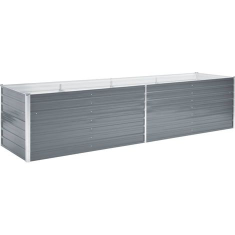 Fioriera rialzata piante fiori giardino acciaio zincato 320 x 80 x 77 cm grigio 020001113