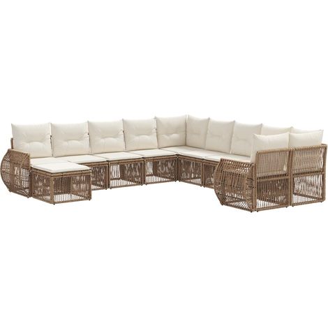 Gartensofa-set 11 pcs Beige Poly-Rattan vidaXL