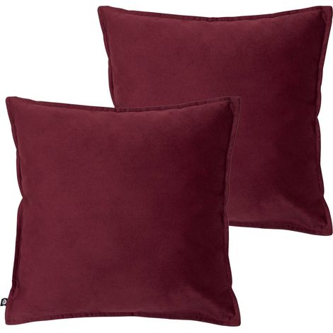 Lot de 2 coussins déhoussables en polyester coloris Rouge Grenat - Longueur 45 x largeur 6 x Hauteur 45 cm (1/5)