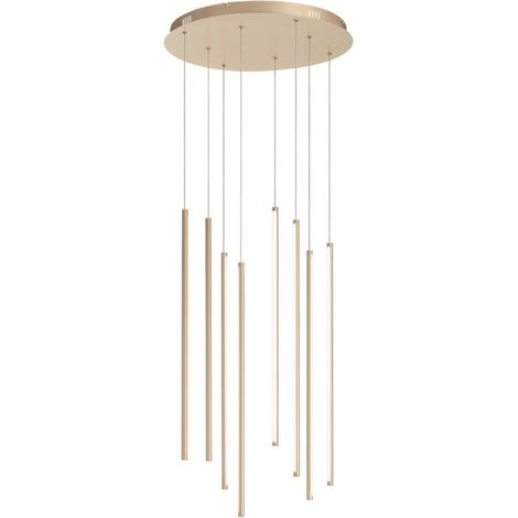Lampada a sospensione Led verticale 48 cm in metallo verniciato Oro - GENIUS 8 Luci (1/5)