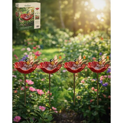 2026 Bol de fleurs en résine fait à la main - Mangeoire pour oiseaux - Bain pour oiseaux pour le jardin - Abeilles - Distributeur d'eau avec motif floral pour oiseaux sauvages - Résistant au gel (1/5)