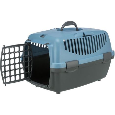 TRIXIE Transportbox Capri 1 - XS : 32x31x48 cm - Hellgrau und Blau - Für Hund und Katze