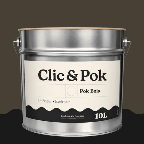 Peinture Bois Extérieur – POK BOIS - 10L - RAL 6014 - Olive jaune- Résistante aux intempéries - Ne s'écaille pas