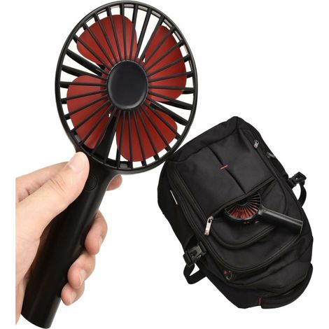Irovami Mini ventilateur portable rechargeable 2500 mAh – 4 vitesses, socle amovible, silencieux – Noir – Pour maison, bureau, voyage