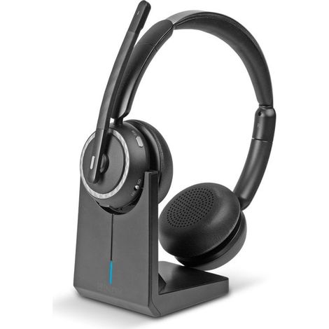 Lindy L118 Auricolare Wireless A Padiglione Ufficio USB tipo-C Bluetooth Base di ricarica Nero