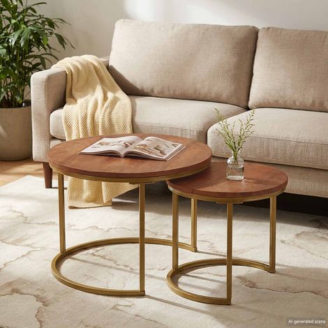 Tables basses gigognes 2 pcs Bois de mangue massif et acier vidaXL