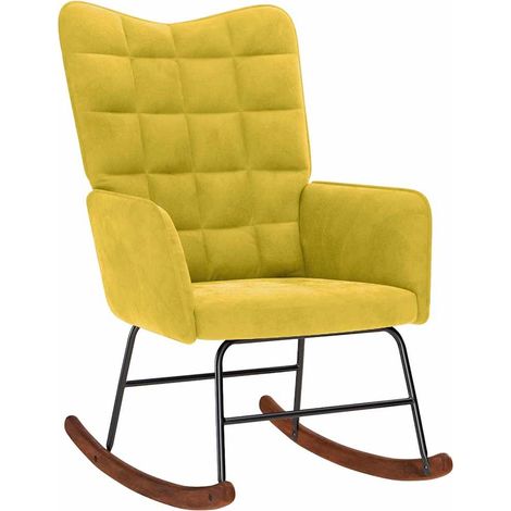 vidaXL Rocking Chair Yellow Velvet (1/6)