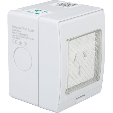 Prise connectée WiFi PC ABS IP55 étanche commande à distance via APP pour salle de bain extérieur (1/5)