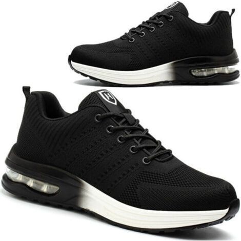 Chaussures de sécuritéChaussures de Sécurité Hommes Femmes Légère Basket de Sécurité Respirante Confortable Chaussure de Travail avec Embout en Acier Noir-Blanc Taille 38 (1/5)