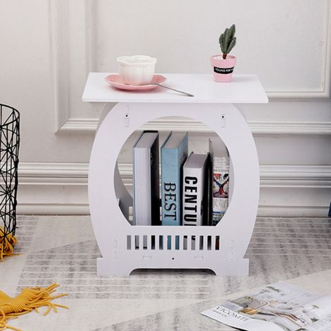 Side Table Small Bedside Table with Storage Shelf Basket Multi-function White Bedside Table Night Stand Storage Shelf for Bedroom Living Room 43.5x30x46CM 2PC (1/5)