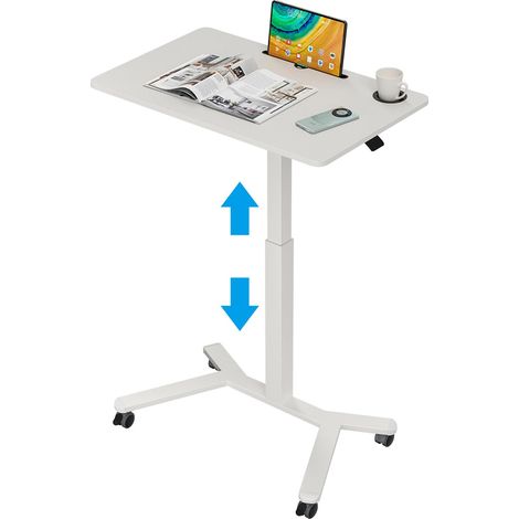 Table d'ordinateur portable réglable en hauteur pour canapé, lit, bureau, blanc (1/5)