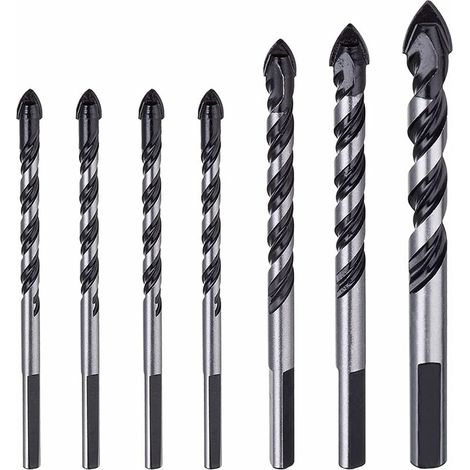 VURAHOME - Lot de 7 forets à maçonnerie en carbure de tungstène pour carrelage en porcelaine, céramique, béton, brique, mur, verre, miroir, plastique, maçonnerie, bois (6 6 6 8 10 12 mm) (1/5)