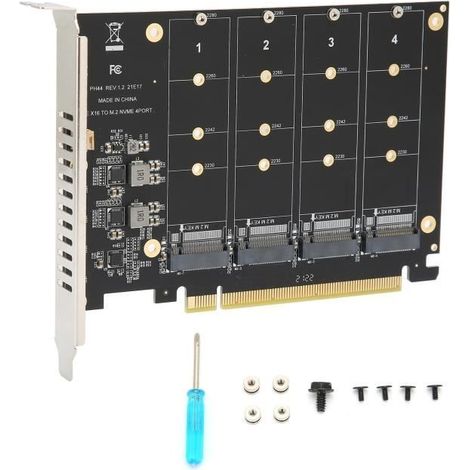 Duale M.2 PCIe-Adapterkarte, 4-Port M.2 NVMe SSD zu Konverter-Laufwerkserweiterungskarte (1/4)