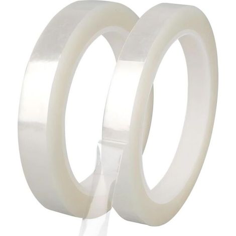 2 Rouleaux de Ruban Adhésif en Mylar, 15mm x 66m Ruban Adhésif Isolant, Ruban Électrique, pour Isoler, Réparer et Protéger les Fils Électriques, Transparent (1/4)
