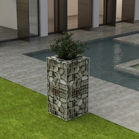 Vidaxl – Lit surélevé gabion acier galvanisé 50x50x100 cm – Grande capacité de charge 1400 kg/m³ – Pour aménagement extérieur