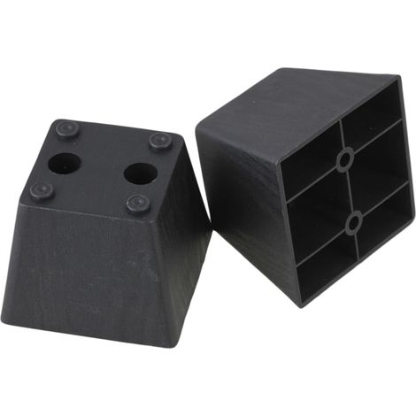 Quatre pieds de meubles trapézoïdaux noirs de 60 x 75 x 55 mm, adaptés aux canapés, lits et tables. (1/5)