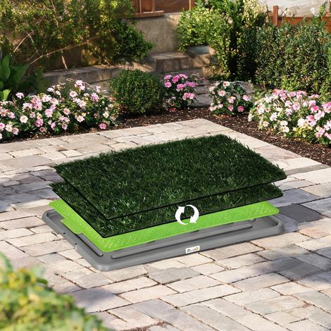 Bac à litière pour chien avec tapis en PE vert 67 x 41 cm (1/5)