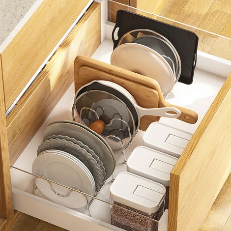 Support de rangement perforé pour couvercles de casseroles, support vertical de bureau pour couvercles de casseroles, support de rangement à plusieur (1/5)