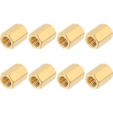 8PCS Écrou De Raccordement Hexagonal Longue, Laiton Filetage Femelle M5x10mm Entretoises Hexagonales Écrous D'Espacement Vis Pour Carte Mère Circuit Imprimé (Ton Or) (1/5)