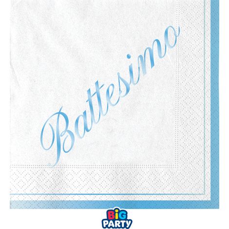 Big Party Tovaglioli Carta Battesimo 25 x 25 Cm Cf 16 Pz Celeste