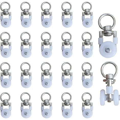 Lot de 20 roulettes métalliques pour rails de rideaux, patins, roulettes pour rideaux de douche, pour rideaux de douche (1/5)