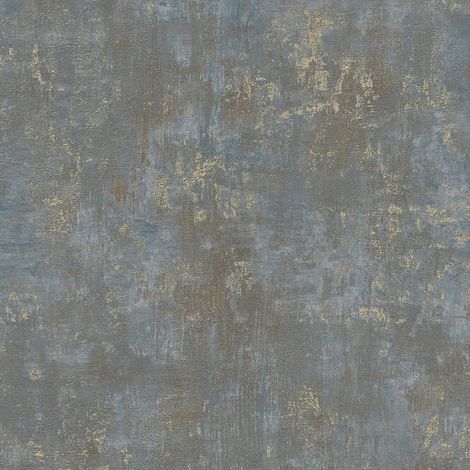 Papier peint aspect crépi Profhome 396701 papier peint intissé gaufré à chaud texturé avec une texture tangible et des accents métalliques brun bleu or 5,33 m2