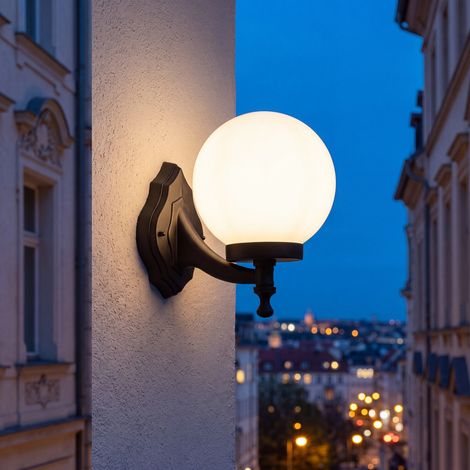 Wandlampe Kugel Schirm Schwarz Weiß IP43 E27 Garten Haus Hof (1/5)