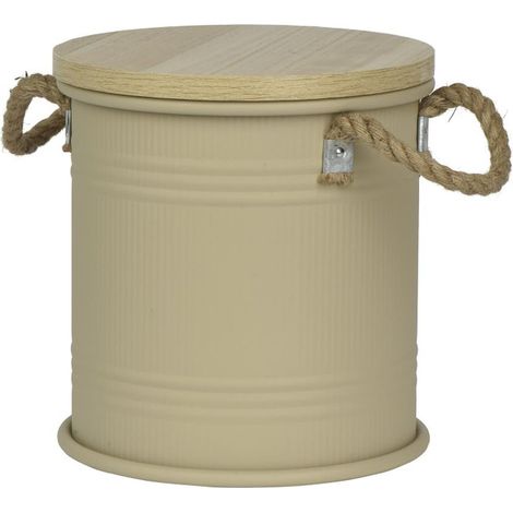 Kaemingk Eisentonne mit Deckel beige Ø 25 cm H: 27 cm