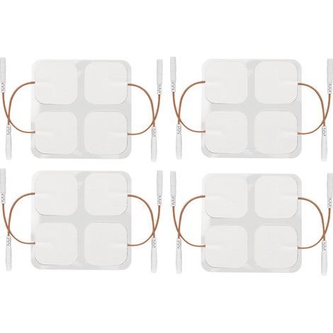 Électrodes carrées auto-adhésives réutilisables 16 pièces pour appareil TENS, taille 4 cm (1,6 pouces), connecteur 2,5 mm (1/5)