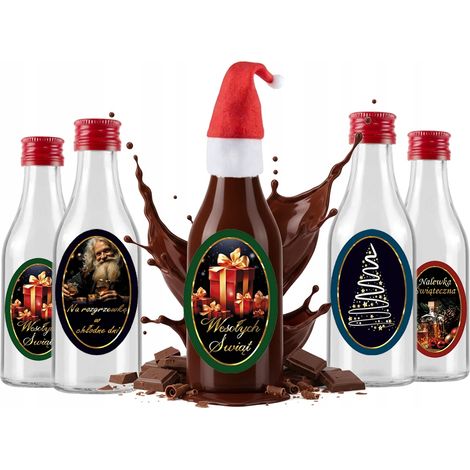 Weihnachtslikörflaschen-Set, 5er-Pack, Monopoly-Flasche, 50 ml, Verschlussetikett (1/5)