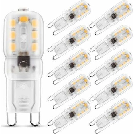 G9 LED Bulb, 2W G9 Warm White 3000K, LED Light Bulb, 25W Equivalent Halogen Bulb, 230V AC 200lm, 360° Wide Beam, G9 Base Pack of 10 (1/5)