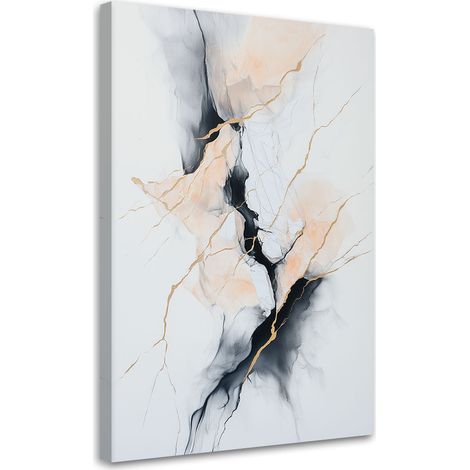 Wandbild für das Wohnzimmer Abstraktion Goldene Linien Risse Grau 40x60 cm (1/5)