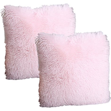 Coussin décoratif moelleux en 2 pièces - Coussin en fausse fourrure ultra douce et duveteuse (1/4)