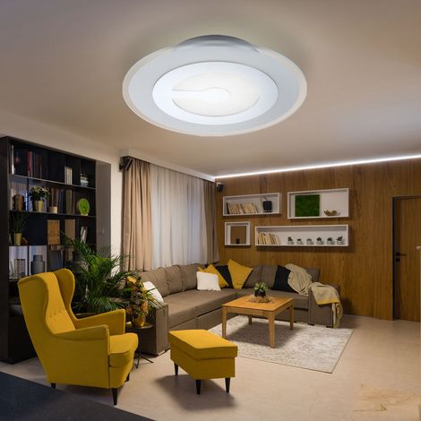 Lampada da soffitto a LED per camera degli ospiti da 9 watt, vetro bianco, illuminazione cromata satinata Globo 41698-3
