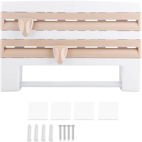 Porta pellicola estensibile da cucina in ABS, supporto per pellicola estensibile da cucina, scaffale porta bottiglie di salsa, porta asciugamani di carta, supporto per utensili da cucina (kaki). (1/5)